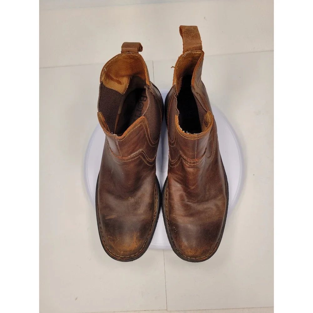 Born Mens Brown Leather Chelsea Boots Distressed Handcrafted M6714 Size 9 42.5